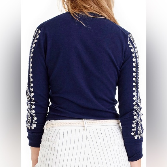 J CREW Navy Blue Jackie Embroidered Eyelet Cardigan Sweater - J1260 - Picture 4 of 13